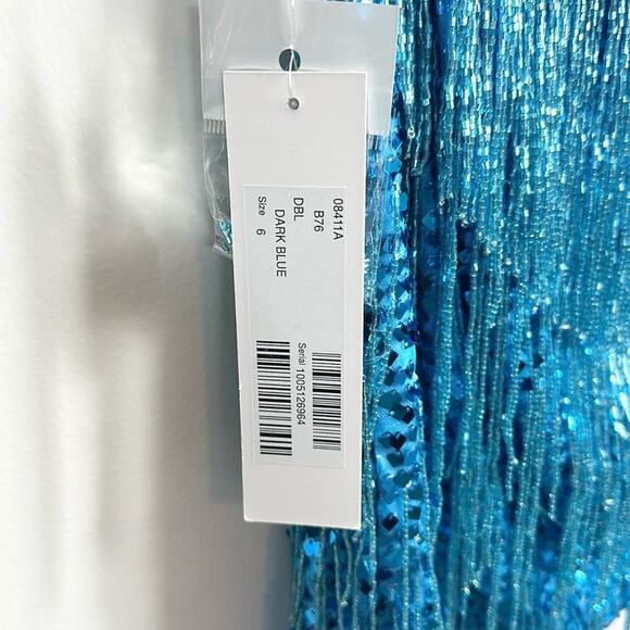Jovani Fringe Sequin Beaded 2-Piece Mini Dress Prom Party Formal Blue Size 6 - Picture 10 of 10